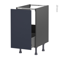 Meuble de cuisine gris - Sous évier - TIA Bleu nuit - 1 porte coulissante - L40 x H70 x P58 cm