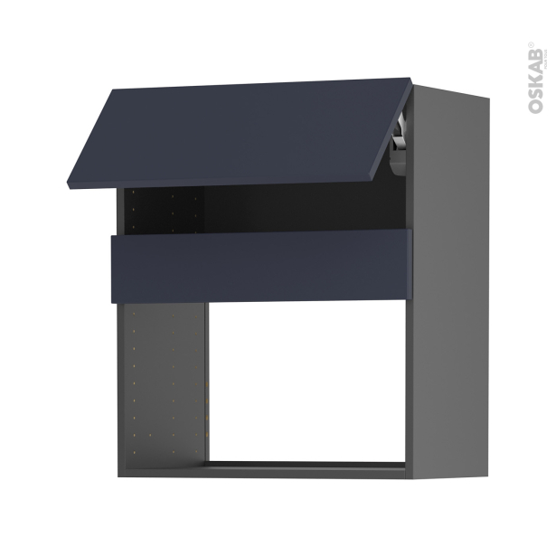 Meuble de cuisine gris Haut MO encastrable niche 38 <br />TIA Bleu nuit, 1 abattant, L60 x H70 x P37 cm 