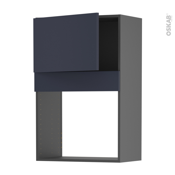 Meuble de cuisine gris Haut MO encastrable niche 38 <br />TIA Bleu nuit, 1 porte, L60 x H92 x P37 cm 