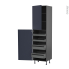 #Colonne de cuisine N°2427 gris Armoire de rangement <br />TIA Bleu nuit, 4 tiroirs à l'anglaise, L60 x H217 x P58 cm 