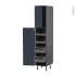 #Colonne de cuisine N°1926 gris Armoire de rangement <br />TIA Bleu nuit, 4 tiroirs à l'anglaise, L40 x H195 x P58 cm 