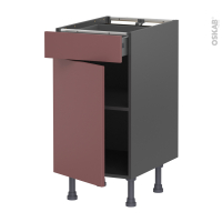 Meuble de cuisine gris - Bas - TIA Rouge terracotta - 1 porte 1 tiroir  - L40 x H70 x P58 cm