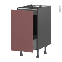 Meuble de cuisine gris - Bas coulissant - TIA Rouge terracotta - 1 porte 1 tiroir à l'anglaise - L40 x H70 x P58 cm