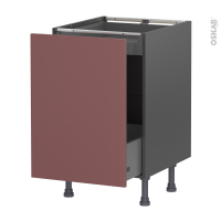 Meuble de cuisine gris - Bas coulissant - TIA Rouge terracotta - 1 porte 1 tiroir à l'anglaise - L50 x H70 x P58 cm