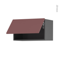 Meuble de cuisine gris - Haut abattant - TIA Rouge terracotta - 1 porte - L60 x H35 x P37 cm