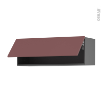 Meuble de cuisine gris - Haut abattant - TIA Rouge terracotta - 1 porte - L100 x H35 x P37 cm