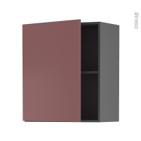 Meuble de cuisine gris - Haut ouvrant - TIA Rouge terracotta - 1 porte - L60 x H70 x P37 cm