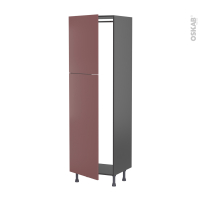 Colonne de cuisine N°2721 gris - Armoire frigo encastrable - TIA Rouge terracotta - 2 portes - L60 x H195 x P58 cm