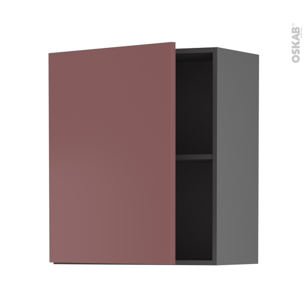 Meuble de cuisine gris Haut ouvrant <br />TIA Rouge terracotta, 1 porte, L60 x H70 x P37 cm 