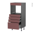 #Colonne de cuisine N°59 gris Four encastrable niche 45  <br />TIA Rouge terracotta, 4 tiroirs, L60 x H125 x P58 cm 