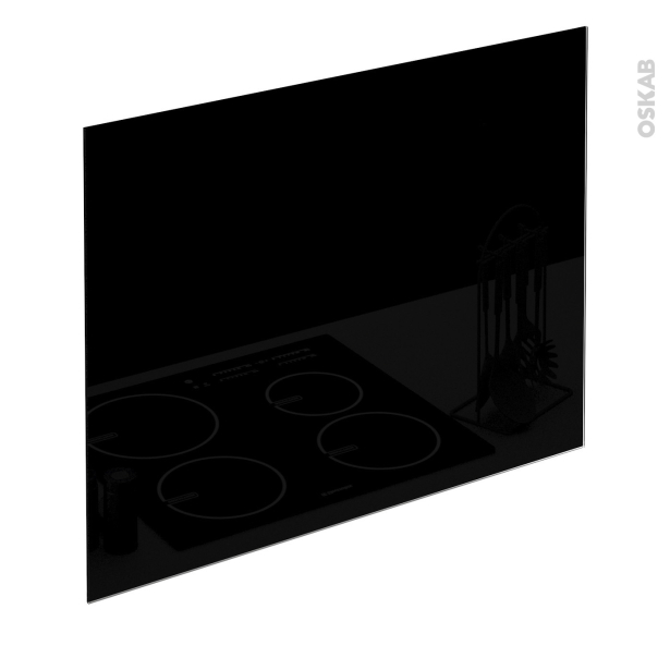 Fond de hotte cuisine Verre Noir <br />L90 x H65 x E0,4 cm, PLANEKO 