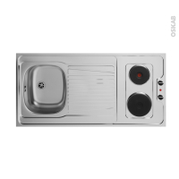 Bloc évier pour kitchenette - plaque de cuisson électrique - L120 x P60 cm - SOKLEO