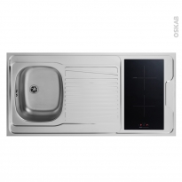 Bloc évier pour kitchenette - plaque de cuisson induction - L120 x P60 cm - SOKLEO