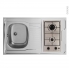 #Kitchenette gaz Meuble sous évier blanc<br />Avec Réfrigérateur, L100 x H93 x P60 cm, SOKLEO 