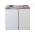 #Kitchenette électrique avec minuteur Meuble sous évier blanc <br />Avec Réfrigérateur, L100 x H93 x P60 cm, SOKLEO 