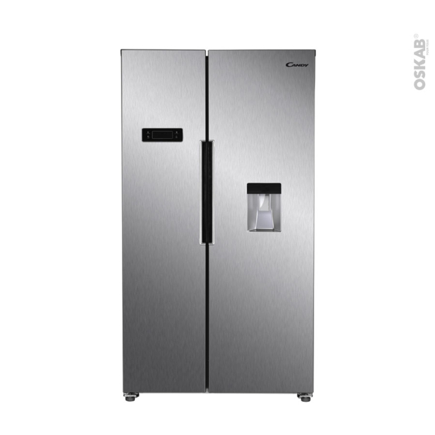 Réfrigérateur américain 529L Pose libre 178 cm <br />Inox, CANDY, CHSBSO6174XWD 