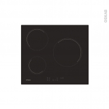Plaque Vitro - 3 foyers - Verre Noir - CANDY - CHK63CT