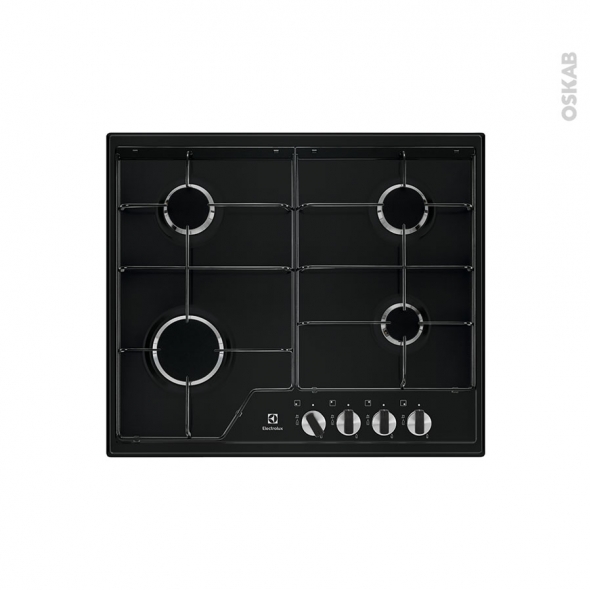 Plaque de cuisson 4 feux - Gaz 60 cm - Email Noire - ELECTROLUX - KGS6424K
