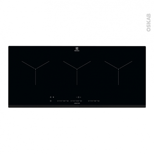  Plaque de cuisson 3 feux - Induction 90 cm - Verre Noir - ELECTROLUX - EIT913