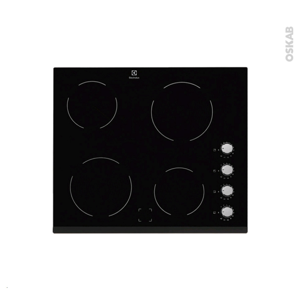 Plaque de cuisson 4 feux Vitrocéramique 60 cm <br />Verre Noir, ELECTROLUX, EHV6140FOK 