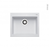 Evier de cuisine - KIVI - Granit blanc - 1 cuve carrée 52 x 43 cm - à encastrer