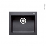 Evier de cuisine - KIVI - Granit noir - 1 cuve carrée 52 x 43 cm - à encastrer