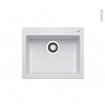 Evier de cuisine - KIVI - Granit blanc - 1 cuve carrée 52 x 43 cm - à encastrer