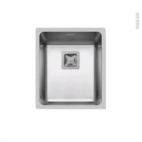 Evier de cuisine - LAGO - Inox lisse - 1 cuve carré 38 x 44 cm - à encastrer affleurant