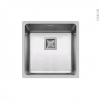 Evier de cuisine - LAGO - Inox lisse - 1 cuve carré 44 x 44 cm - à encastrer affleurant