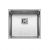 Evier de cuisine - LAGO - Inox lisse - 1 cuve carré 49 x 44 cm - à encastrer affleurant