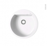 Evier de cuisine - LOKKA - Granit blanc - 1 cuve ronde D.51 cm - à encastrer