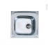 #Evier de cuisine - RENO - Inox lisse - 1 cuve carré 46,5 x 43,5 cm - à encastrer