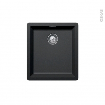 Evier de cuisine - NOCTURNE - Granit noir - 1 cuve carré 40,6 x 45,6 cm - Sous plan