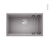 Evier de cuisine - ETAGON 700 U - Granit gris alumétallic - 1 cuve carrée 73 x 56 cm - sous plan - BLANCO
