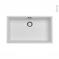 Evier de cuisine - OLEGA - Résine blanc - 1 cuve carré 70 x 44 cm