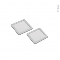 Kit de 2 spots de cuisine - Eclairage LED carré - Finition gris métallique