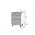 #Meuble de cuisine - Casserolier - IVIA Gris - 3 tiroirs - L60 x H70 x P58 cm