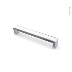 Poignée de meuble - de cuisine N°6 - Chromé insert blanc - 16,8 cm - Entraxe 160 mm - SOKLEO