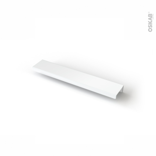 Poignée de meuble de cuisine N°90 <br />Alu blanc mat, 20 cm, Entraxe 128 mm 
