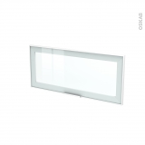 Façade blanche alu vitrée - Porte N°11 - Sans poignée - L80 x H35 cm - SOKLEO