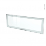 Façade blanche alu vitrée - Porte N°12 - Avec poignée - L100 x H35 cm - SOKLEO