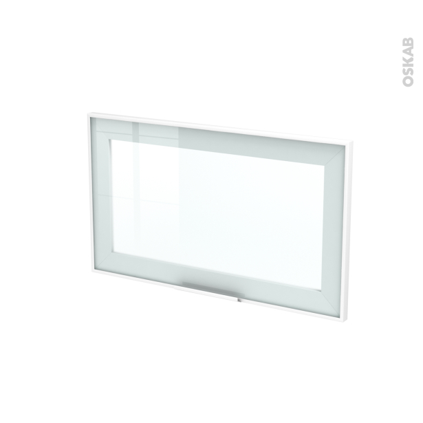 Façade blanche alu vitrée Porte N°10 <br />Avec poignée, L60 x H35 cm, SOKLEO 