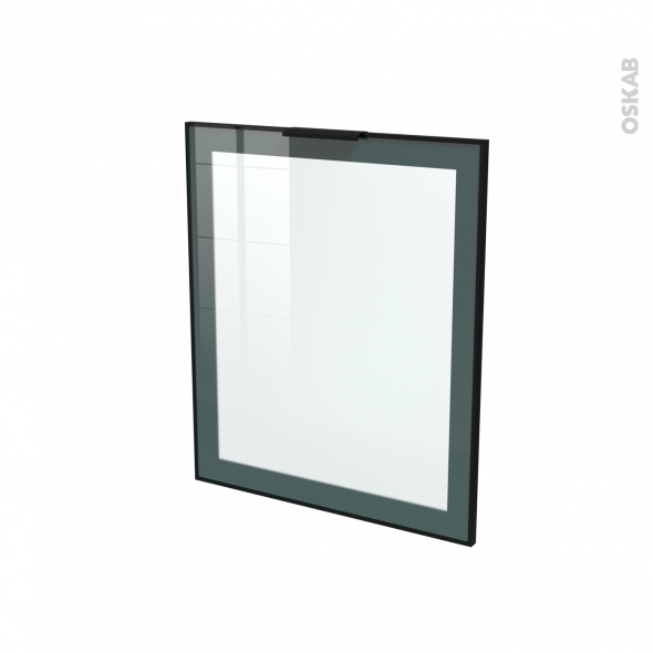 Façade noire alu vitrée - Porte N°21 - Avec poignée - L60 x H70 cm - SOKLEO