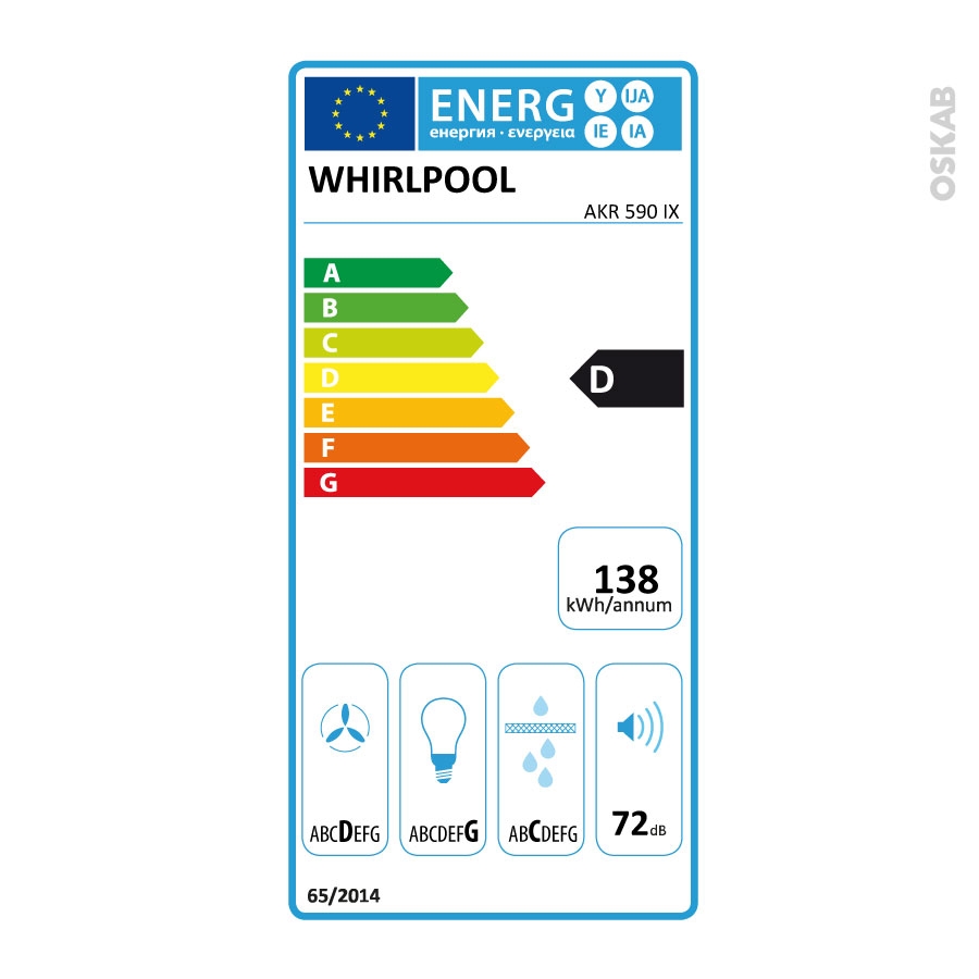 fiche energetique hotte decorative 90cm inox whirlpool akr590ix oskab