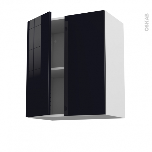 noir keria meuble haut ouvrant 2 portes l60xh70xp37 face oskab