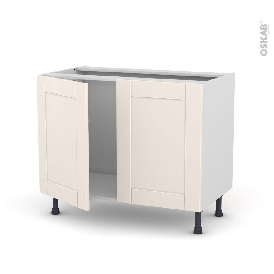 Meuble de cuisine Sous évier FILIPEN Ivoire 2 portes L100 x H70 x P58