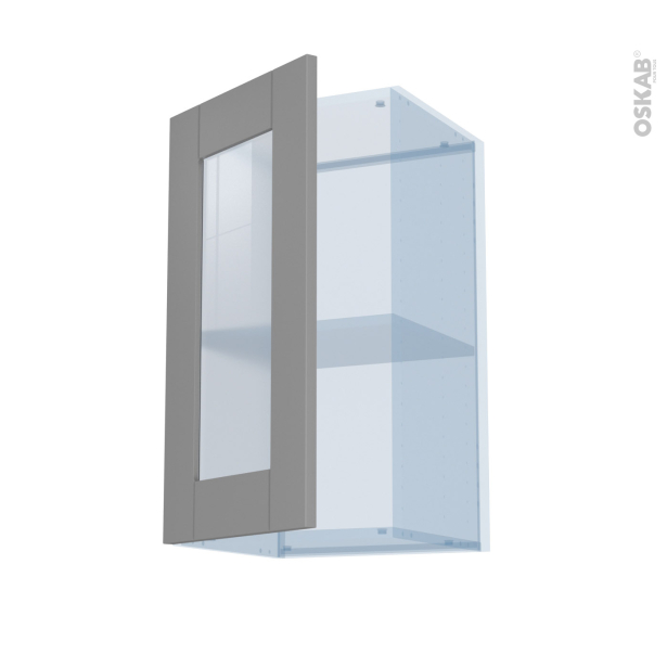 FILIPEN Gris Kit Rénovation 18 <br />Meuble haut vitré cuisine, 1 porte, L40 x H70 x P37,5 cm 