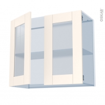 FILIPEN Ivoire - Kit Rénovation 18 - Meuble haut vitré cuisine - 2 portes - L80 x H70 x P37,5 cm