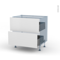HELIA Blanc - Kit Rénovation 18 - Meuble casserolier  - 2 tiroirs - L80xH70xP60