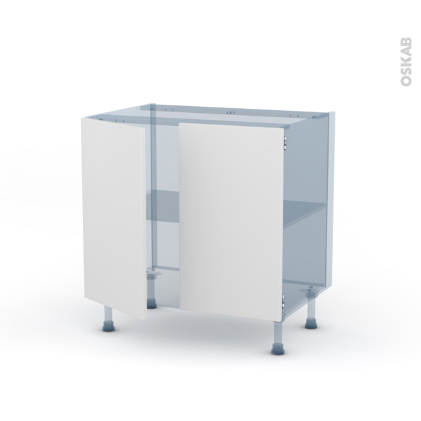 HELIA Blanc Kit Rénovation 18 <br />Meuble sous-évier , 2 portes, L80 x H70 x P60 cm 